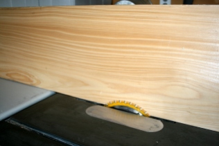 20. Chine log width is set at board thickness on table saw.