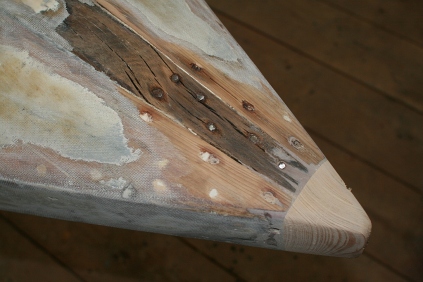 1 - The White Oak keel tapers toward the new "nose" in the bow.