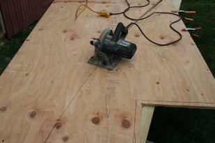 The curves are broad enough to be cut with a circular saw - do both sides at once.