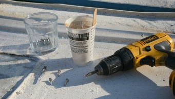 A thickened marine epoxy had 'glassfibers added.