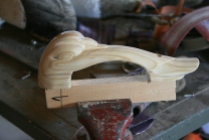 The bow handle is carved from treated Yellow Pine - a good tough wood.