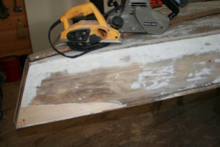 11 - The dutchman is faired with the planer and a coarse belt in the sander.